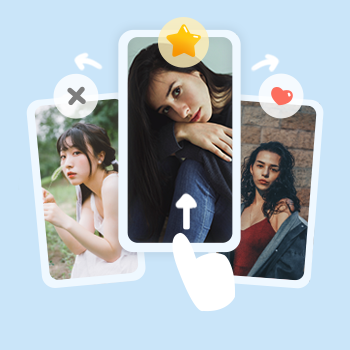 Swipe cards to like, pass or super like